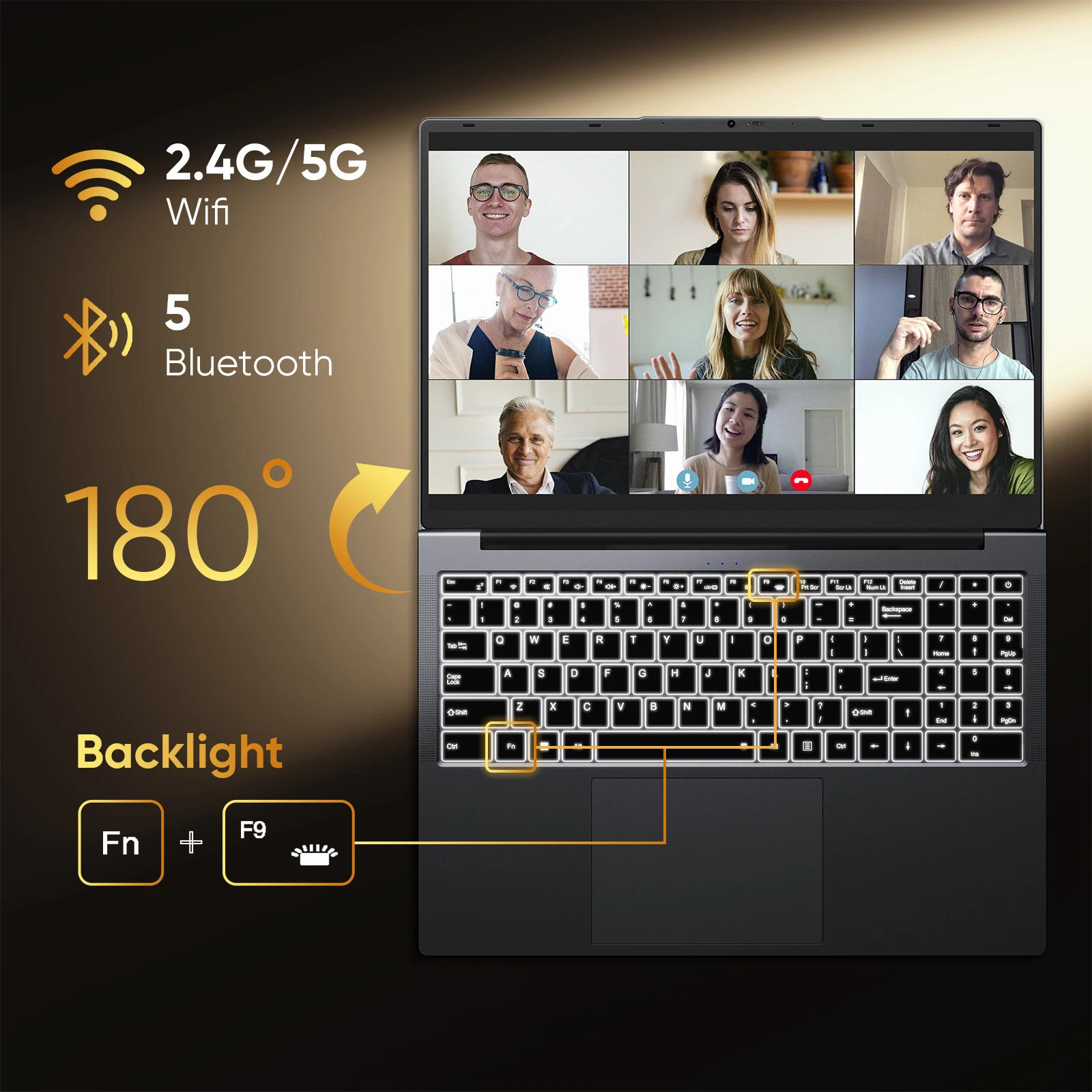 16-дюймовый портативный компьютер Intel Core i5 Процессор Win11 Pro Ноутбук 16 ГБ ОЗУ 512 ГБ SSD 1920x1200 Дисплей 16:10 с клавиатурой с подсветкой