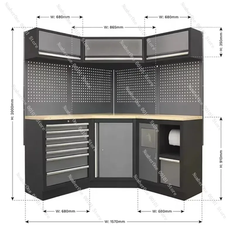 Metal Corner Drawer Tool Cabinet for Garage Storage Heavy Duty Rolling Lockable