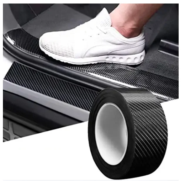 

5D Carbon Fiber Car Sticker High Glossy Auto Door Sill Side Mirror Anti Scratch Tape Protection Film
