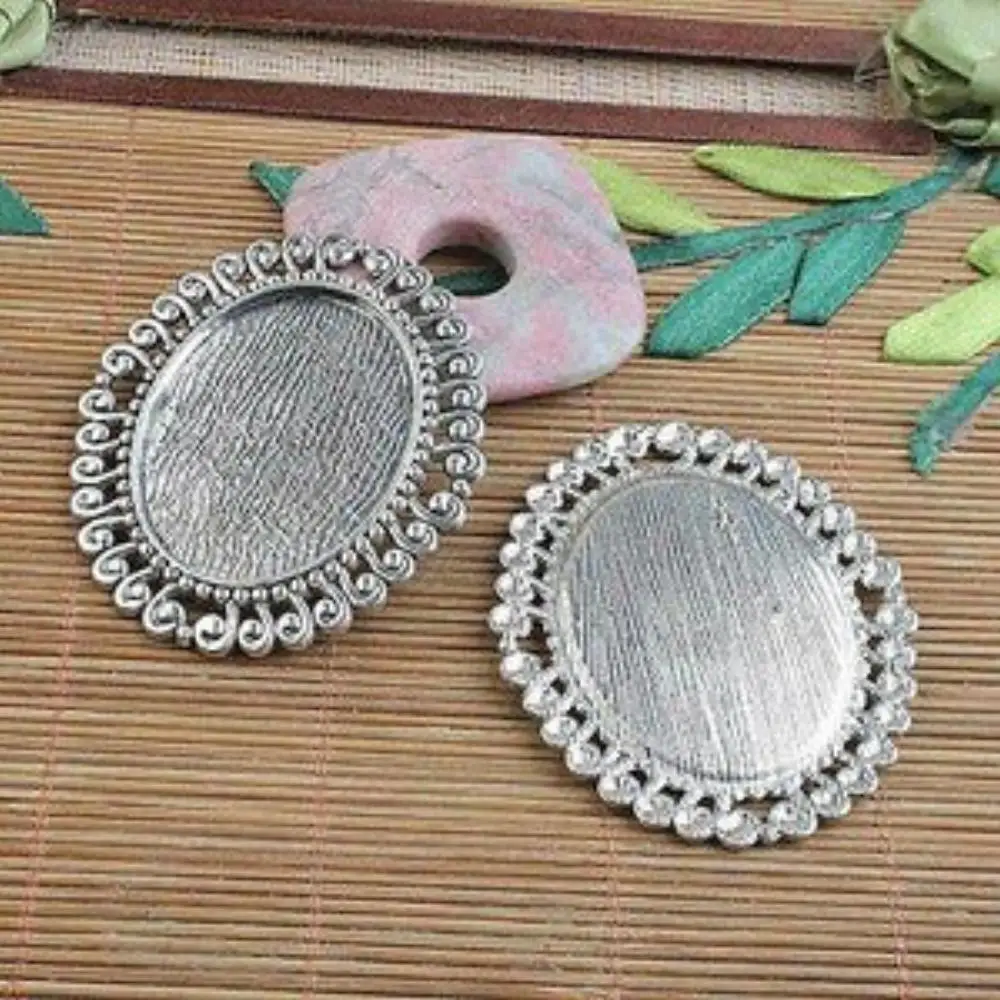 

2PCS TIBETAN SILVER 57X49MM RIM CABOCHON SETTINGS FINDINGS H3990