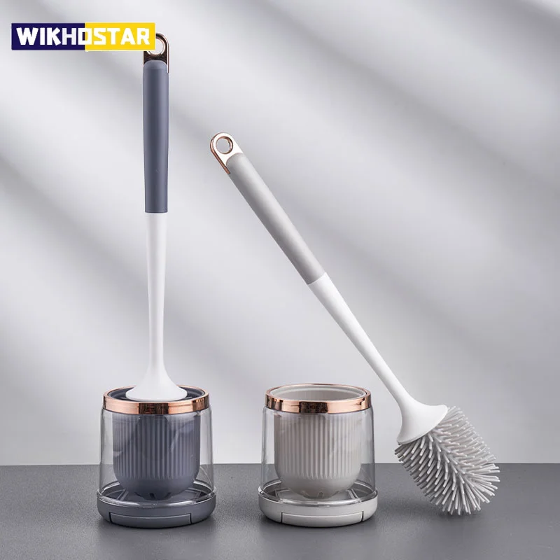 WIKHOSTAR Luxury Toilet Brush Bathroom Wall-mount Quick Draining Clean Tool Cleaning Brush Bathroom Accessories Sets