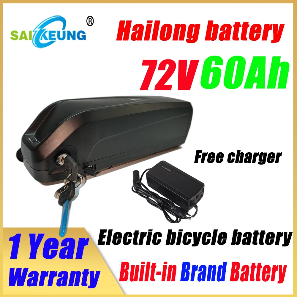 72v 50ah Hailong Rechargeable 48V Electric Bike Motorcycle 52v 60 72V 36V 20/23/24/25/30/35/40/60ah Scooter Lithium Battery Pack