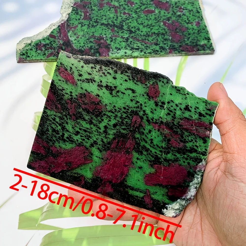 1pc Stunning Rare Ruby Zoisite Carving Slice with UV Reaction - Unprocessed Authentic Mineral Specimen, Ruby Zoisite Slab