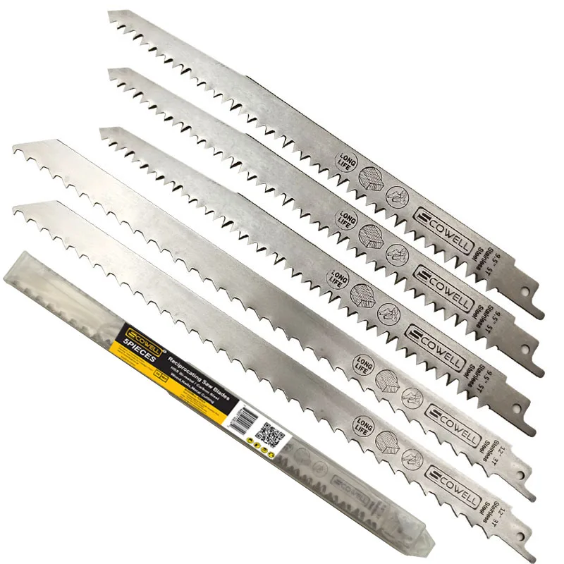 Hoja de sierra recíproca de acero inoxidable, herramientas de bricolaje para cortar madera, hielo, carne, hueso, 2 piezas, 9 pulgadas, 5TPI, 3 piezas, 12 pulgadas, 3TPI, 5 paquetes