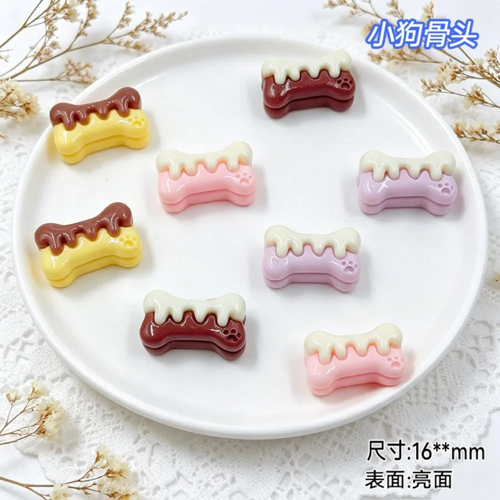 10Pcs New Cute Resin Mini Dog Bone Series Flat Back Manicure Parts Embellishments For Hair Bows Accessories