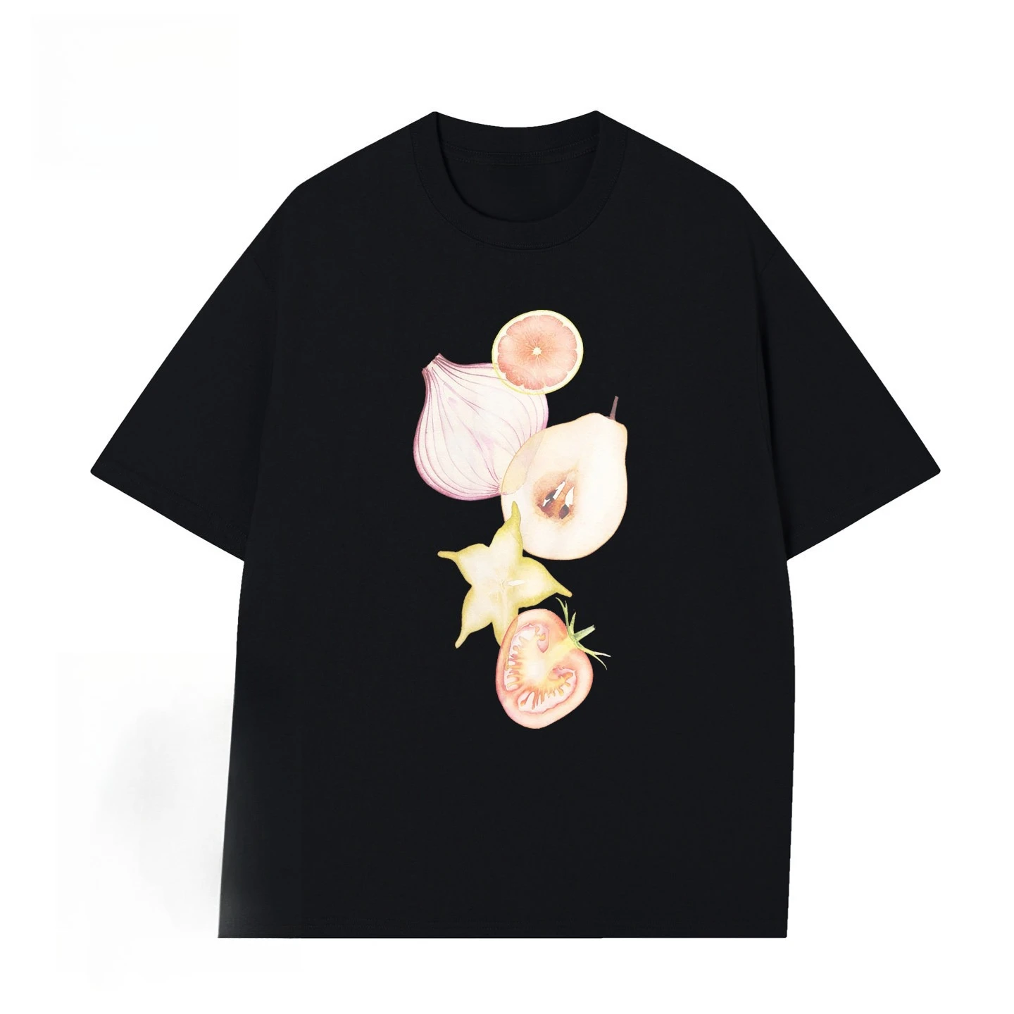 2026 New Cute Fruit Slice Printed Short-sleeved T-shirt for Men and Women Summer Loose Cotton-style Couple's Top