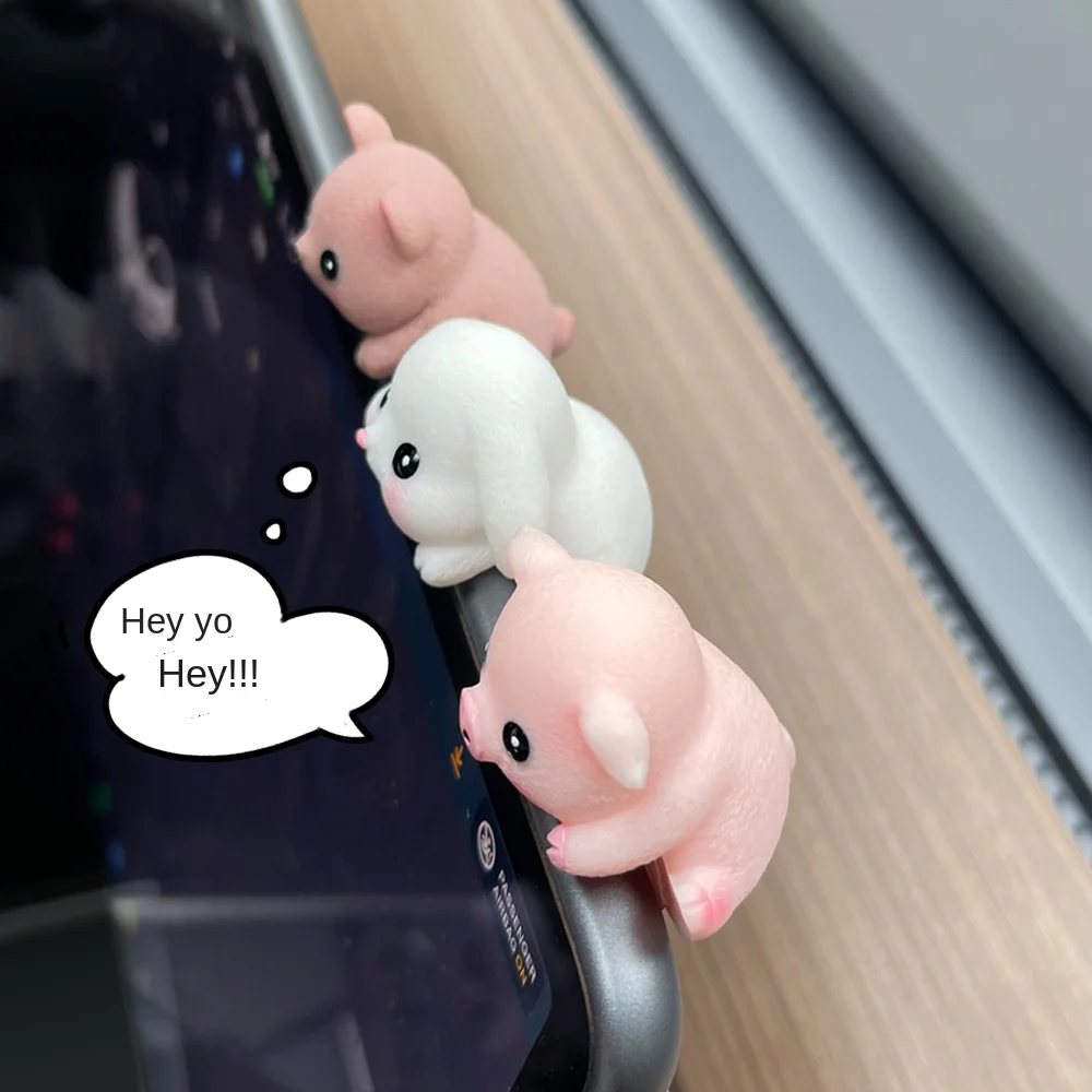 New Computer TV Little Animal Ornaments Showpiece Creative Car Navigation Screen Decorations Resin Table Edge Ornaments