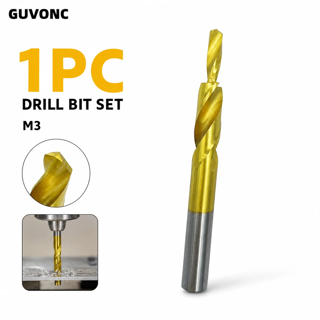 HSS M3 Drill Tap Bit Ti‑Coated Spiral Flute Combination Drill Tap Bit Power Tool Accessory