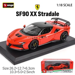 Bburago 1:18 Ferrari SF90 XX Stradale Red/White Alloy Luxury Vehicle Diecast Cars Model Toy Collection Gift for boys