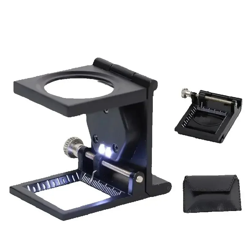 

Folding LED Lamp with 10X Magnifier Zinc Alloy Pigeon Eyes Mirror Fabric Tester for Textile Checking
