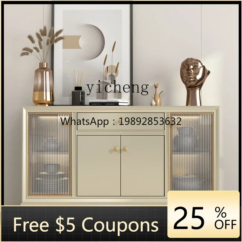 

American light luxury solid wood dining side cabinet integrated modern simple kitchen tea cabinet storage locker