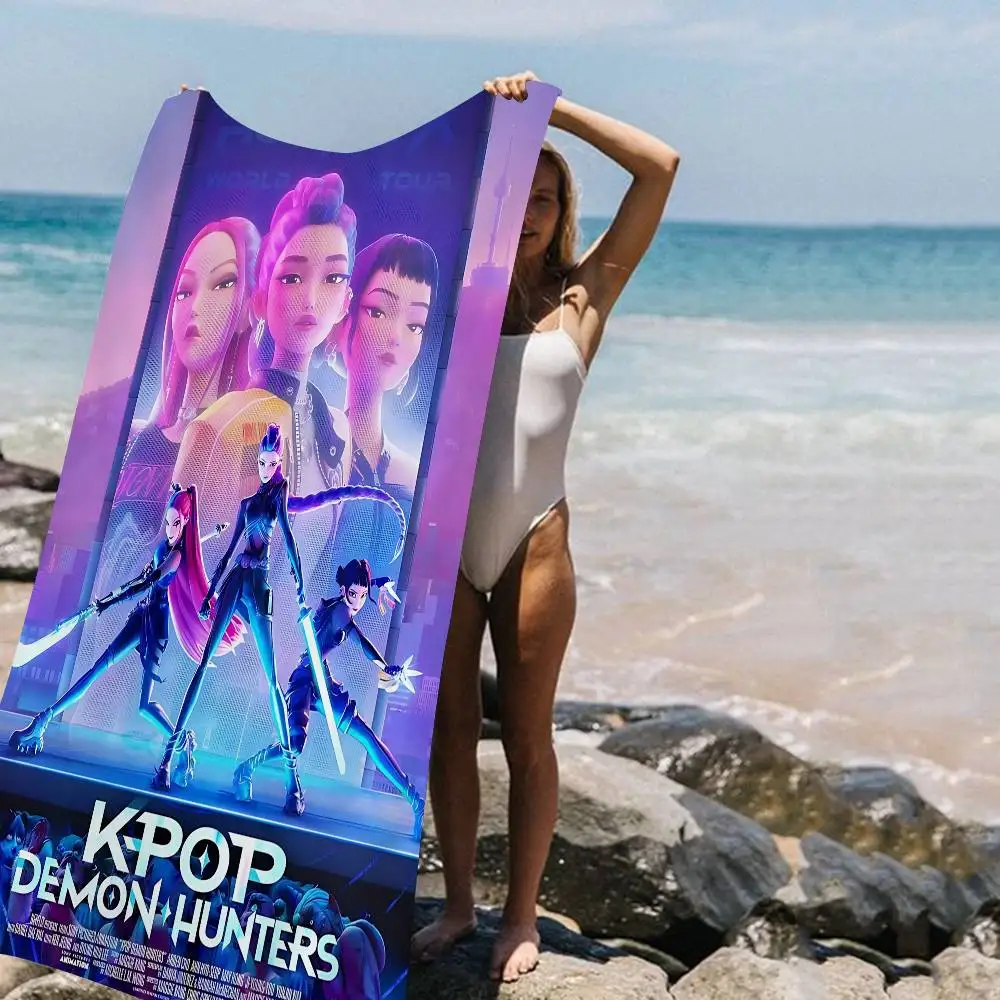 شعبية أنيمي K-Pop D-demon H-hunters كبيرة ستوكات مناشف الشاطئ منشفة سريعة الجافة الرمال مناشف الشاطئ بركة منشفة للسفر السباحة