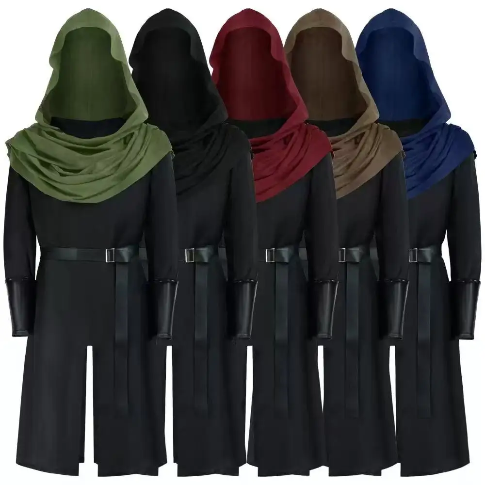 

Medieval Renaissance Knight Cosplay Costume Halloween Grim Reaper Cape Party Gathering Knight