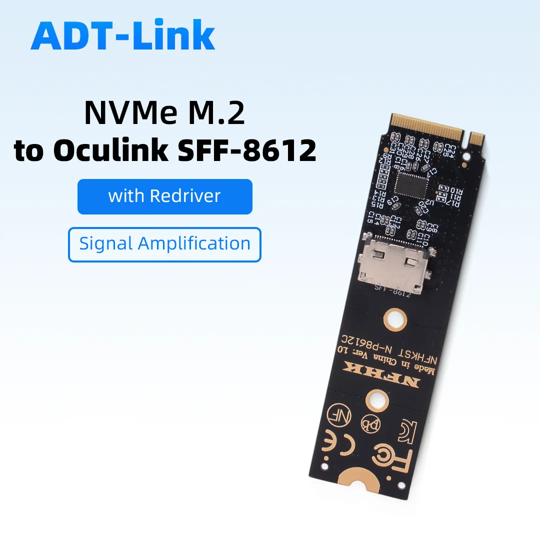 NVMe M.2 To Oculink SFF-8612 Adapter with Redriver Signal Amplification for NVIDIA  AMD Consumer Graphics Card GPU