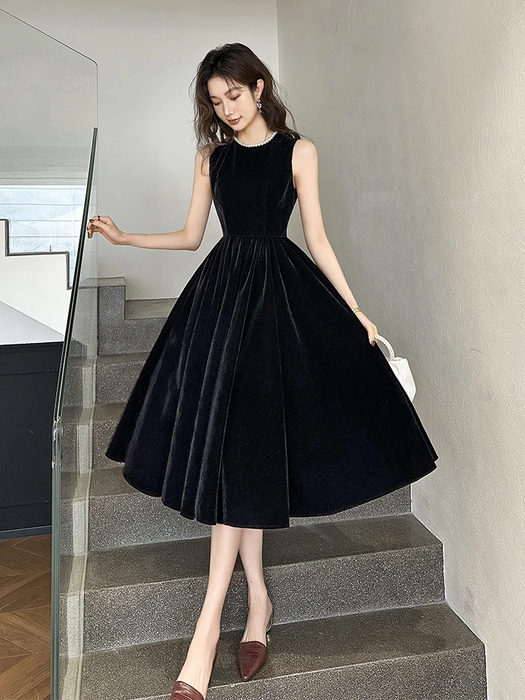 

Ele Bla Evening Dr Korean Sle Mid-Waist Slim Fit Midi Dr for Parties Weddings Performances Daily Wear