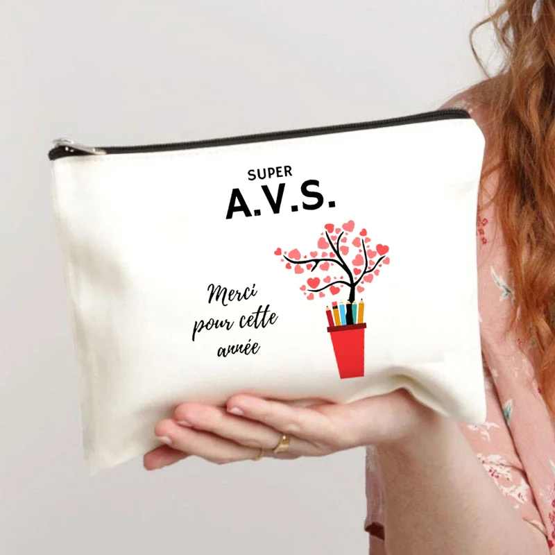 Avs presentes saco de maquiagem feminina viagem neceser super avs impresso cosméticos zíper bolsa de viagem organizador de higiene pessoal escola lápis sacos