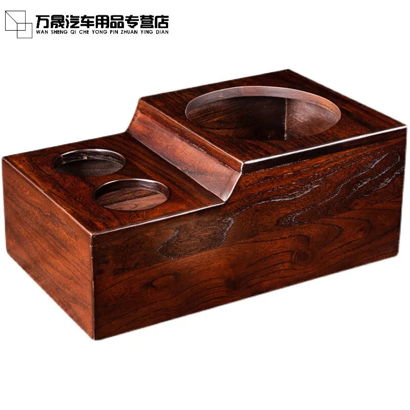 Solid wood car kettle holder, fixed seat, car cup holder, insulated kettle holder, truck car cup base, black walnut color