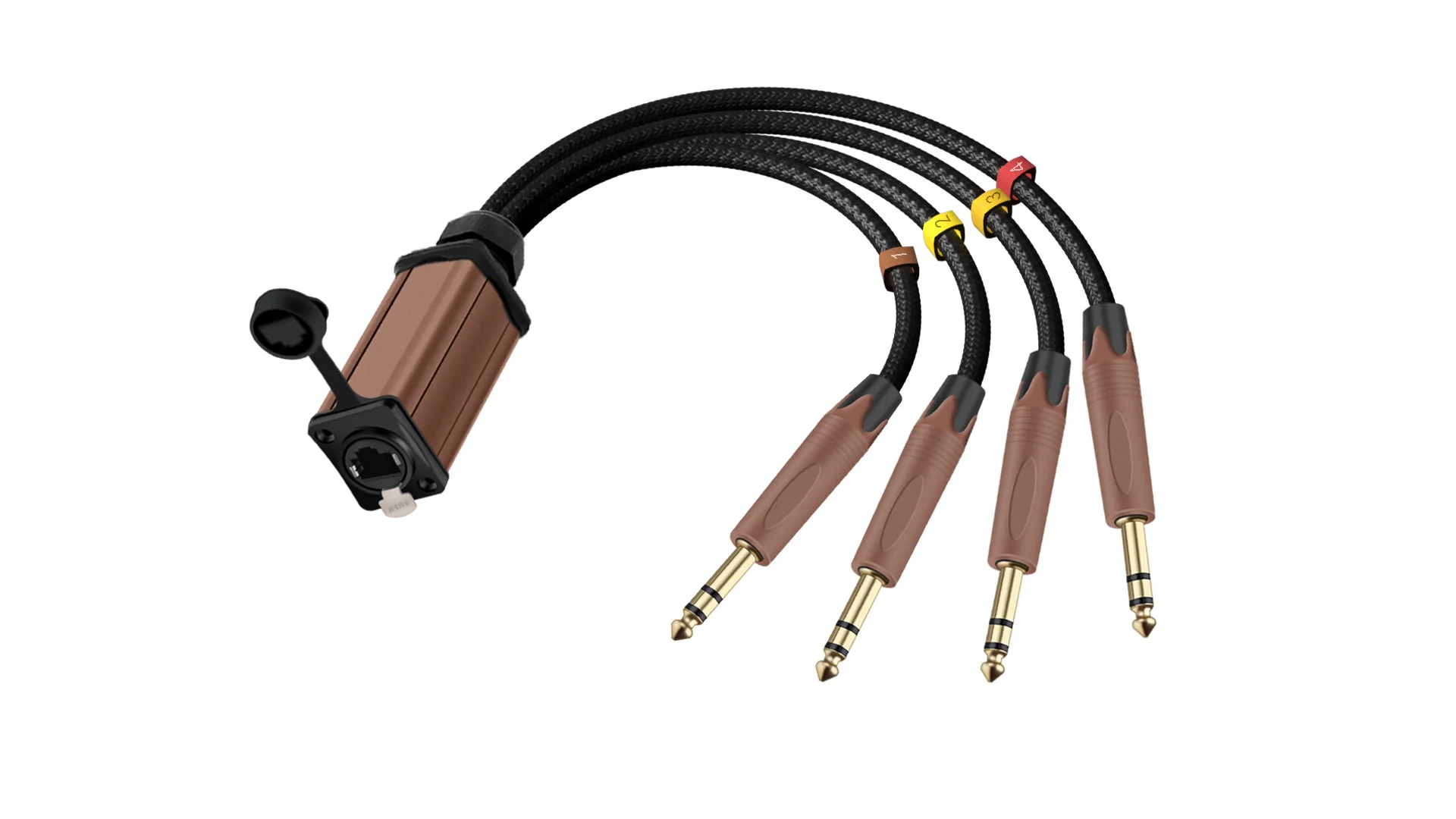 Netzwerkkonverter RJ45 CAT5/6 mit Abschirmung zu 4-Kanal 6,35/6,5mm TRS-Stecker Multi-Netzwerk-Empfängerkabel für Lautsprecher, Verstärker, Mischpult – Detail 3