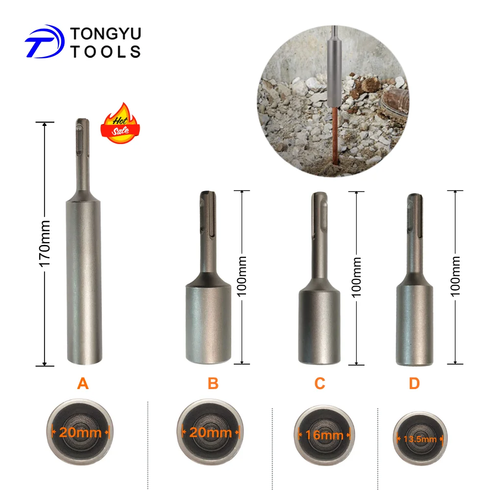 

SDS Plus Ground Rod Driver Bit 13.5-20mm for 1/2 5/8 3/4in Ground Rod Earth Stake Rotary Hammer Tool