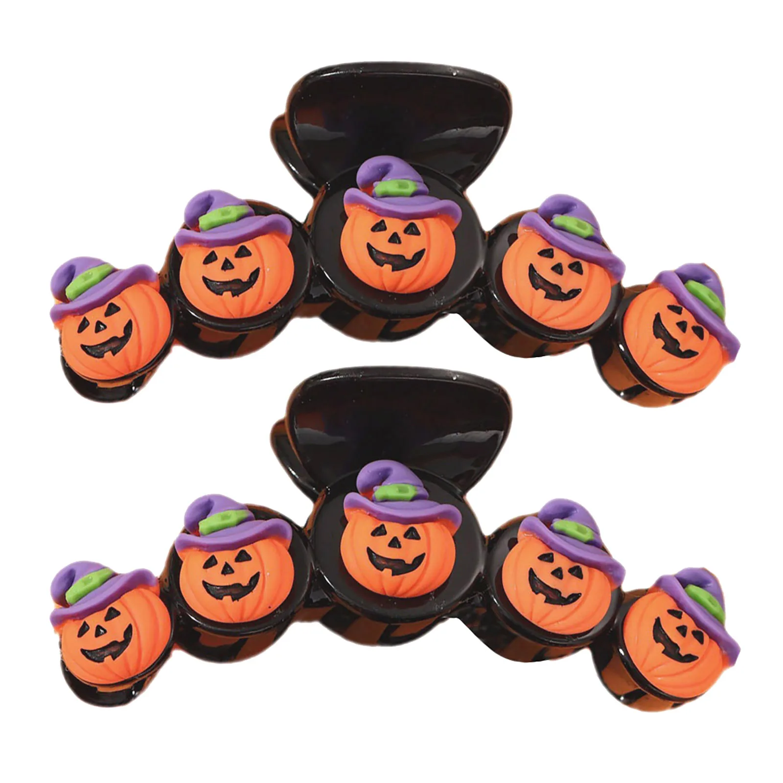 

2Pcs Womens Cute Pumpkin Hair Claw Clips Halloween Headwear Role Play Theme Party Hair Accessories