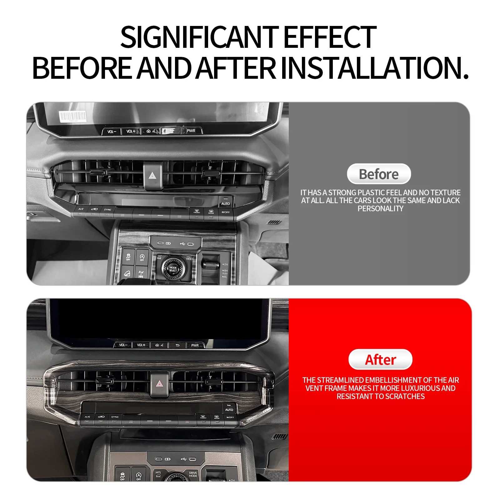 For Toyota Hilux 2026 Car Central Control Air Outlet Decor Frame Middle Air Vent Protective Cover Car Interior Trim Accessories detail image 4