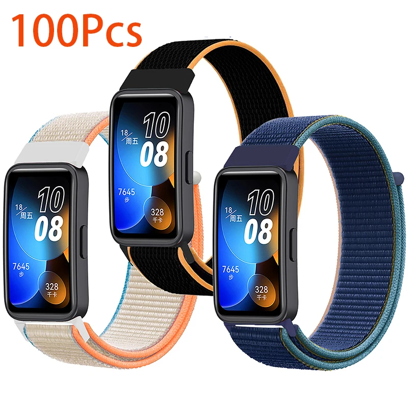 100Pcs Strap for Huawei Band 8 9 7 Band Accessories Nylon Loop Watch Replacement Belt Wristband Sport Bracelet Band 7 Bracelet