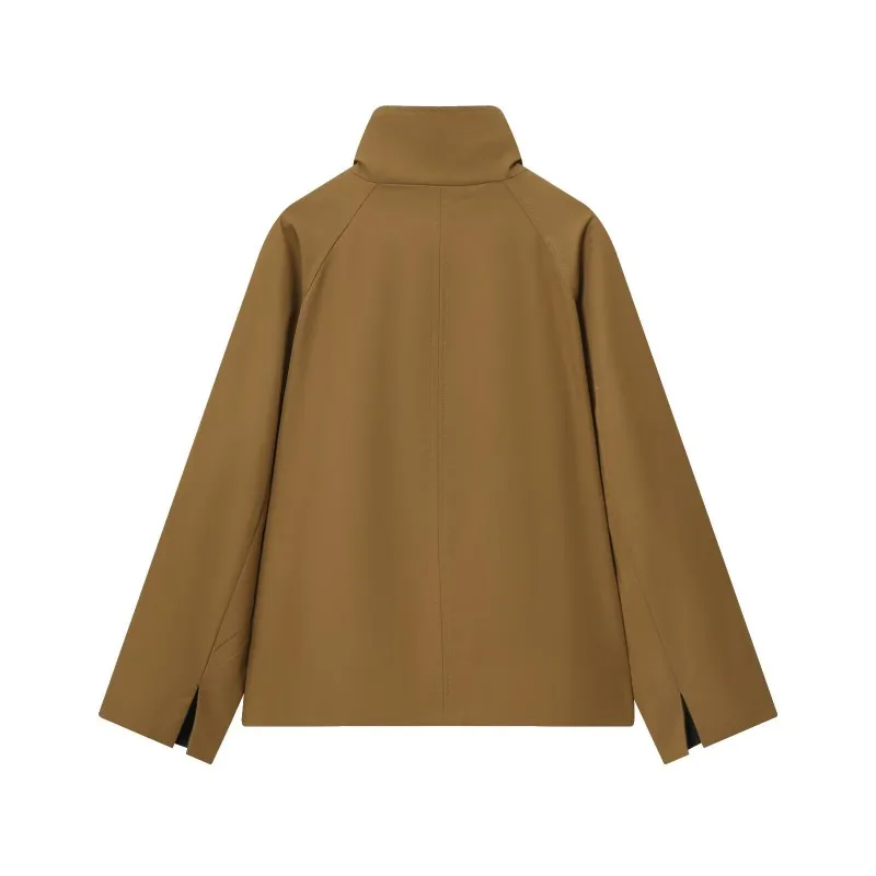 European and American Women's Fashion Casual Simple Jacket Design Sense Short Double-sided Windbreaker Female Clothing