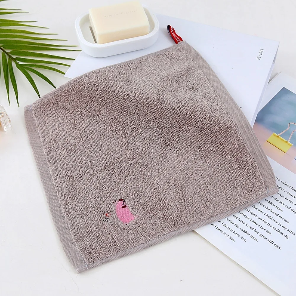 Cute 25x25cm Small Square Towel Cartoon Cotton Fingertip Towels Animal Embroidered Super Absorbent Wash Face Towel