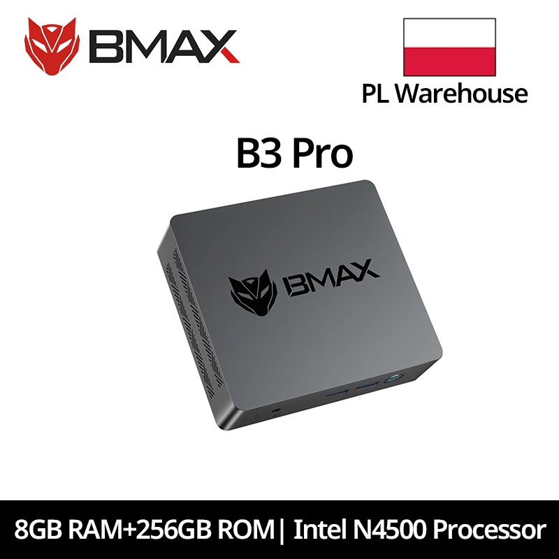 Bmax B3 Pro Windows 11 pc, Intel N4500, 8 GB RAM, 256 GB SSD, HDMI, USB, dual-band wifi, ondersteunt 4K bij 60 Hz, Intel HD Graphics, mini-pc.