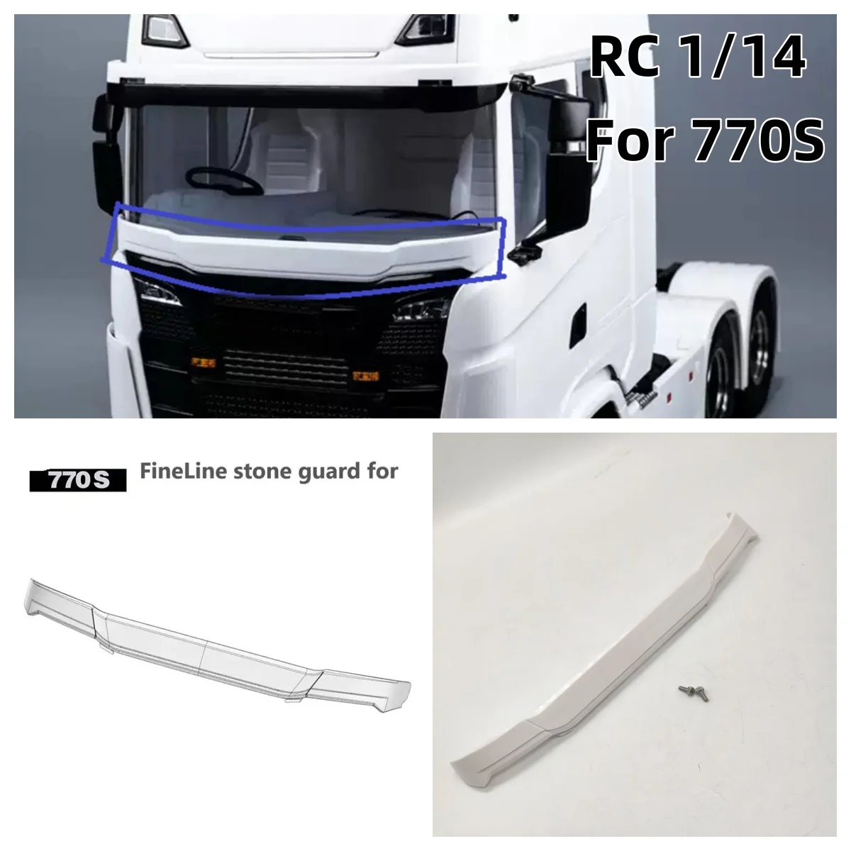 1/14 Windshield Guard Baffle for Tamiya RC Tractor Truck, Fit Scania 770S 56368 DIY Decorative Modified Parts