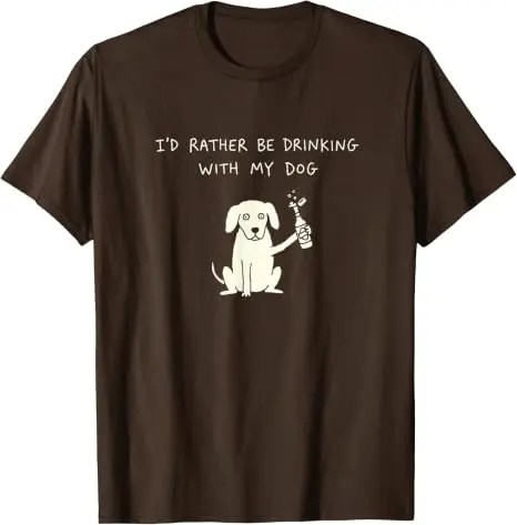 Ich Trinke Lieber mit Meinem Hund Lustiges Trinker-T-Shirt, Y2k Hundebesitzer Bierliebhaber Grafik-Spruch-T-Shirt Leben mit Hunden T-Shirt – Detail 7