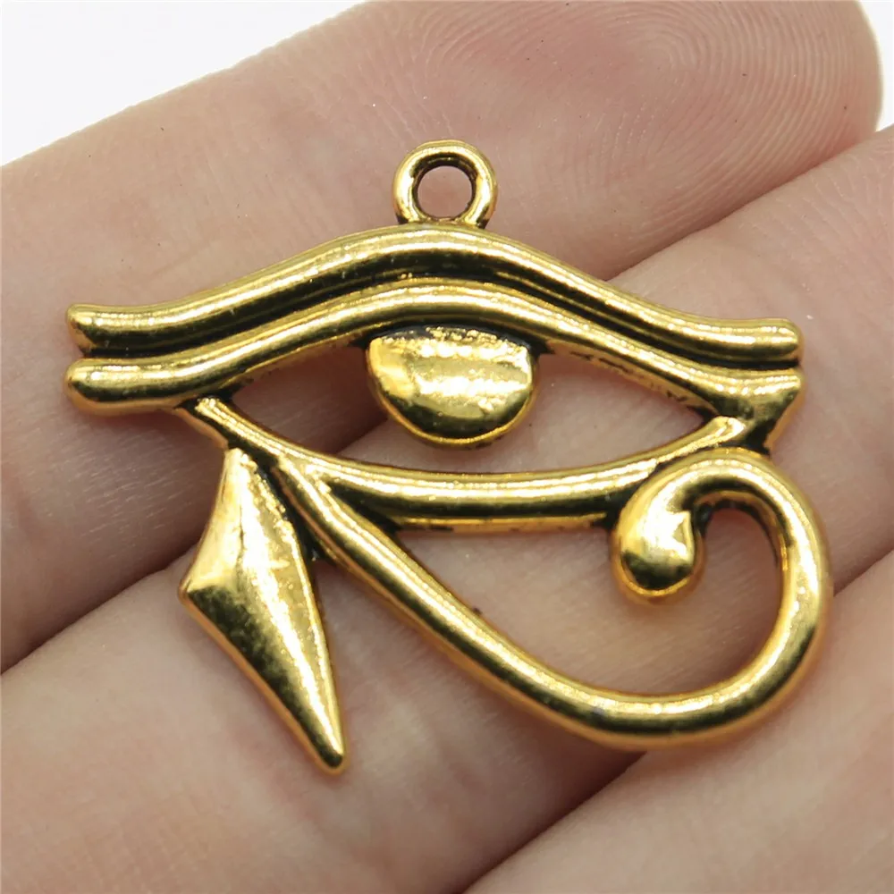 WYSIWYG 5pcs Charms Ancient Egypt Eye Of Horus 33x27mm Antique Silver Color Pendants Making DIY Handmade Finding Jewelry