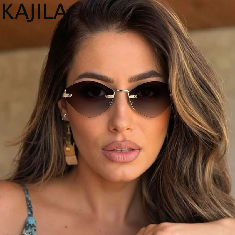 

Small Frame Hexagon Punk Sunglasses Women 2025 Luxury Brand Vintage Polygon Rimless Sun Glasses For Ladies Metal Eyewear Shades