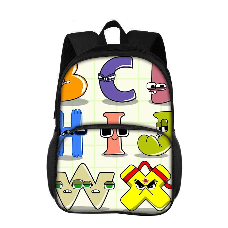 Alphabet Lore Round Front Bag Backpack with Cartoon Printed Letters, Cute and Small Elementary School Boys and Girls, New Style