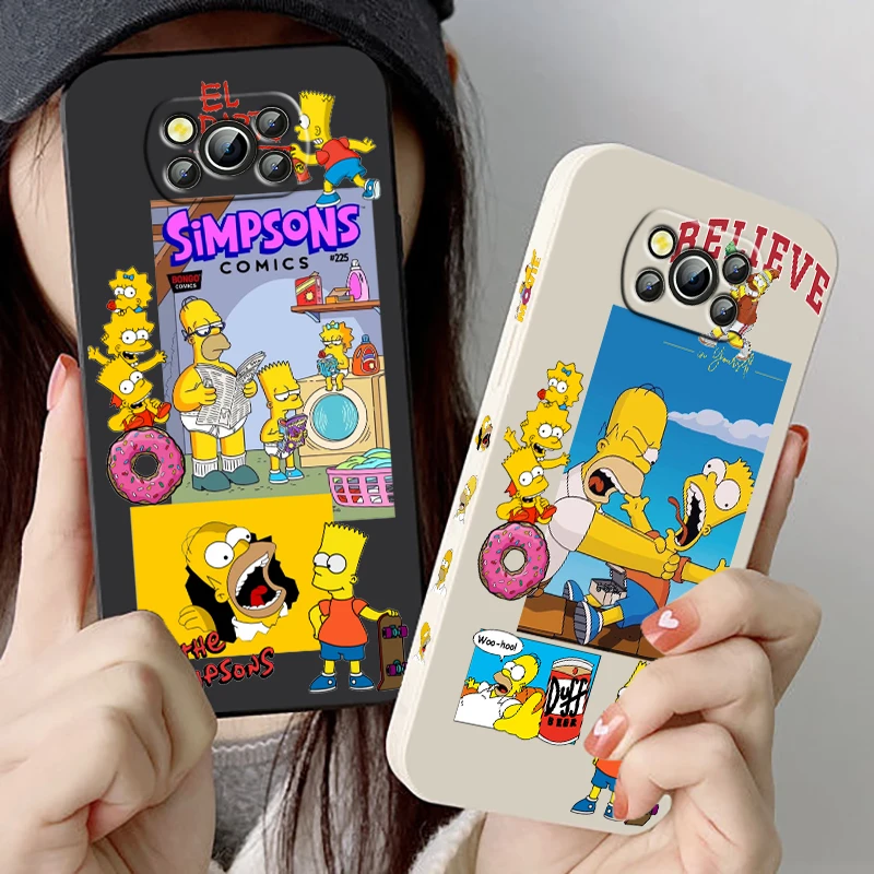 The Simpsons Homer Bart Disney For Xiaomi Poco Cover For X4 X3 F4 NFC M6 M5 M4 M3 GT S Pro 4G 5G Liquid Left Rope Phone Case