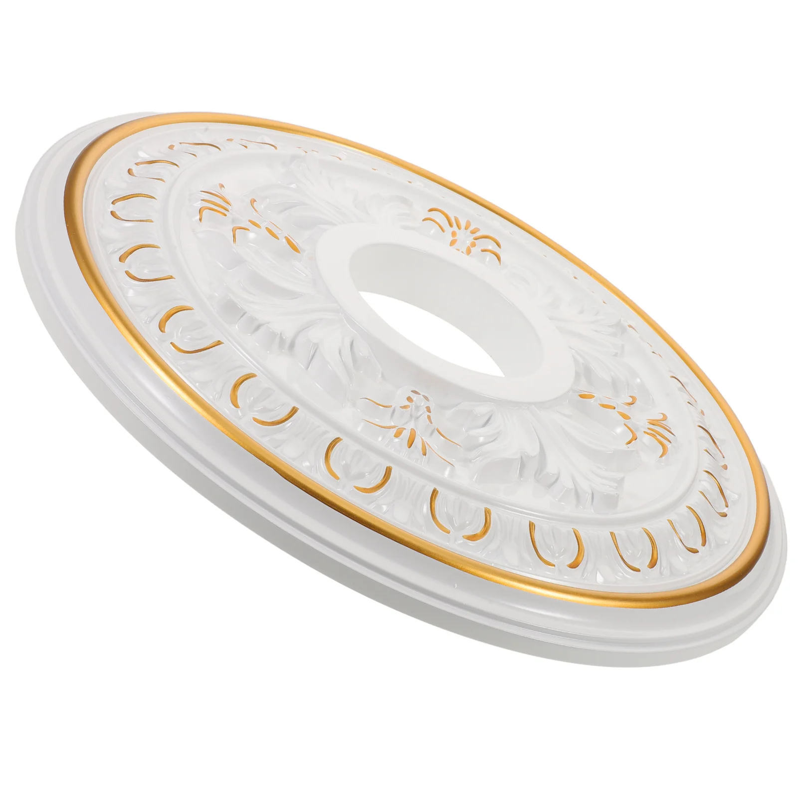 

White Plaster Ceiling Medallion 39.6Cm Round Light Panel For Chandeliers Flush Mounts Pendant Lights Decorative Cover