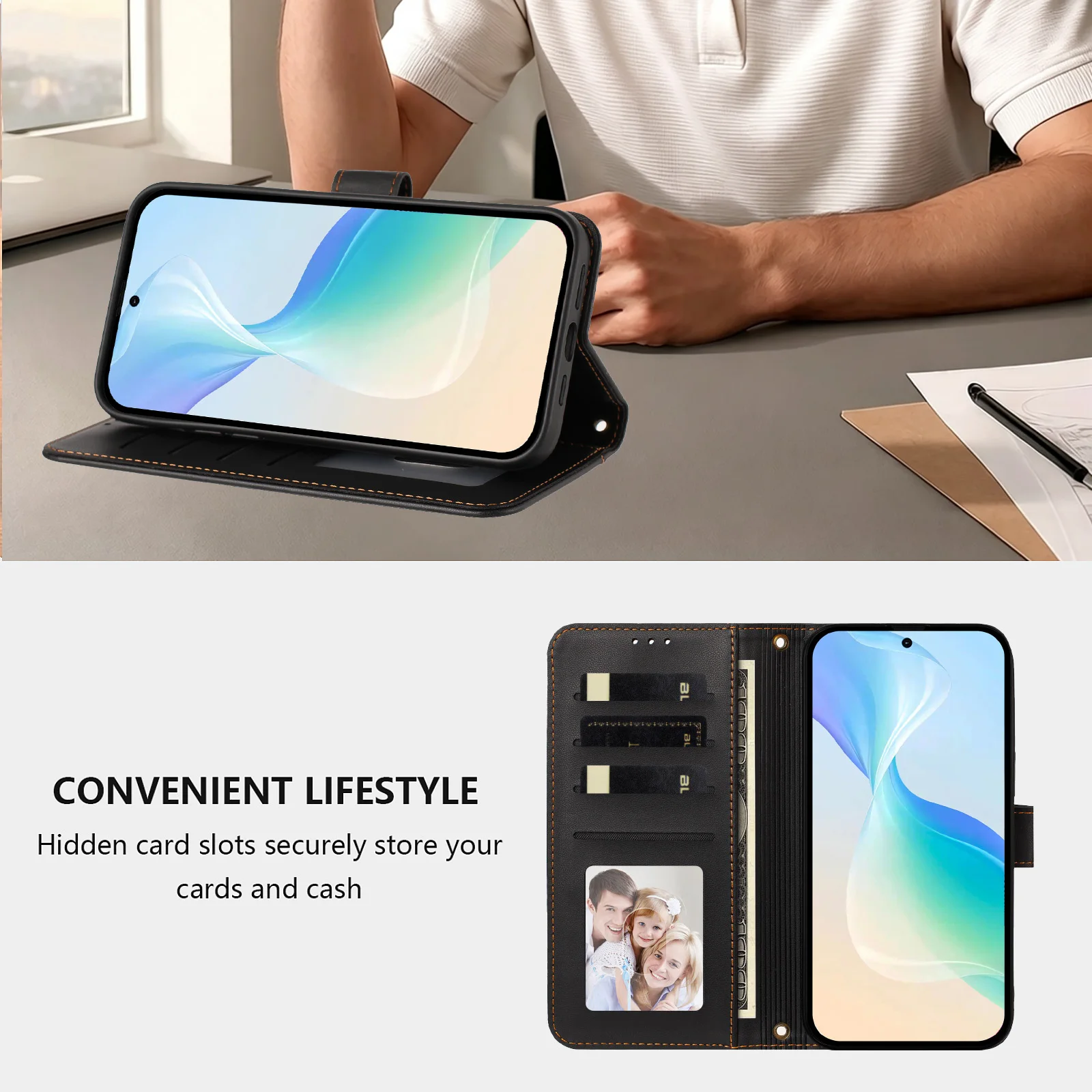 Leather Wallet Flip Case for Samsung Galaxy A3 A5 2017 A6 A7 A8 2018 J4 J6 Plus J3 J5 J7 Pro Zipper Pocket phone Cover view 6