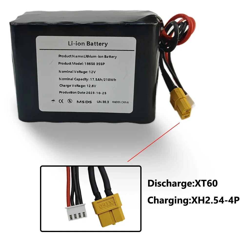 3S5P 12V 17500Ah  UAV Rechargeable Li-ion Battery ,with Connector XH2.54+XT60for Various RC Airplane Drone Quadrotor