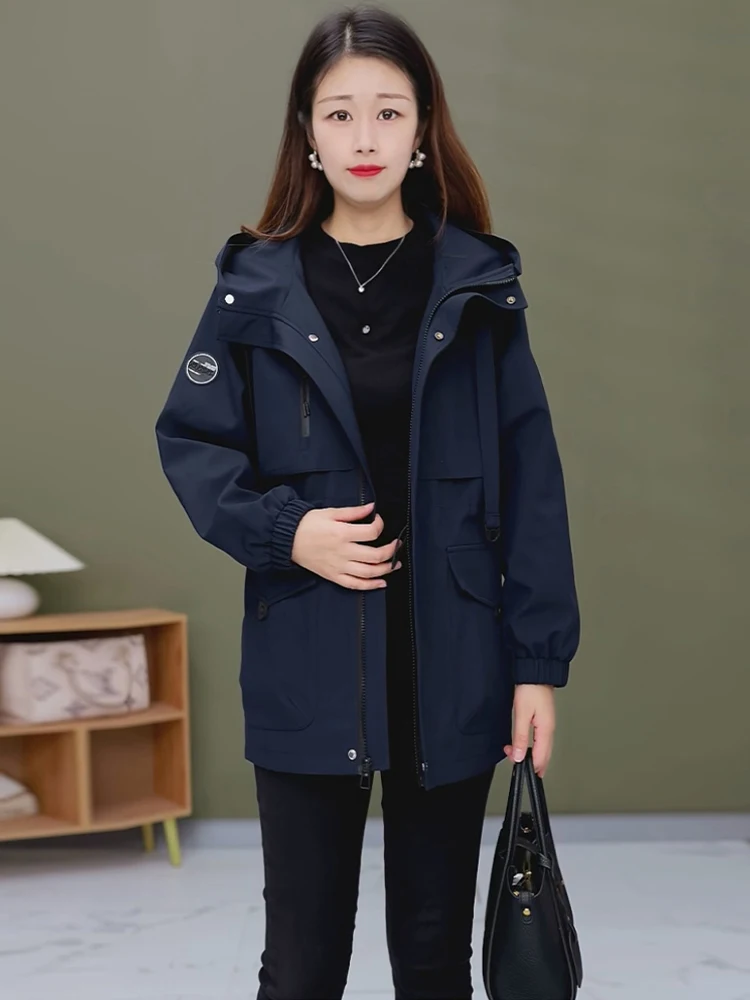 เสื้อฮู้ดสไตล์เกาหลีลำลองสำหรับผู้หญิง ทรงหลวม ไซส์ใหญ่ เหมาะสำหรับต้นฤดูใบไม้ร่วง ให้ความรู้สึกสบายๆ ทันสมัย