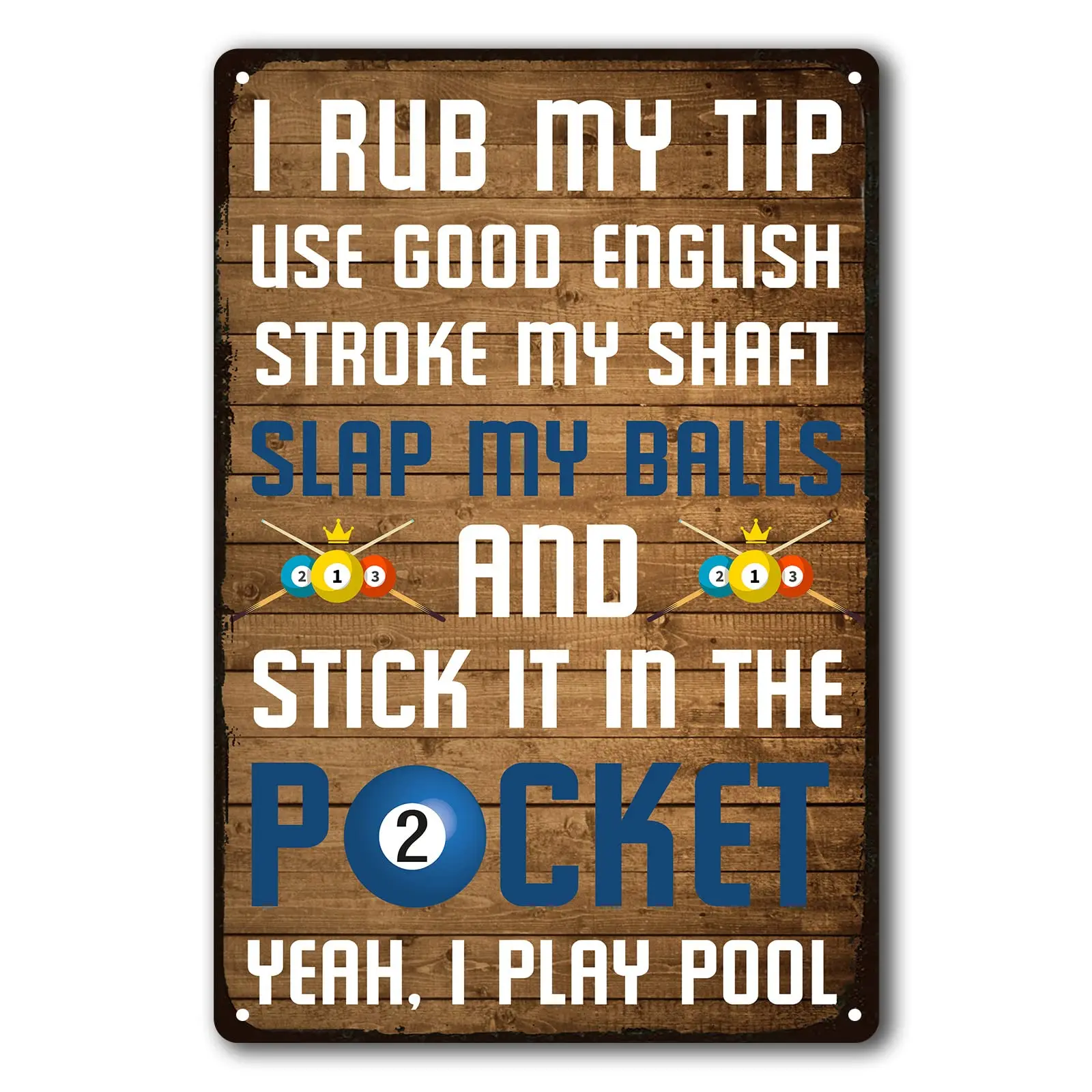 Ynjzk Funny Billiards Tin Sign Pool Table Accessories Pool Room Decor Playing Pool Metal Sign Billiards Gifts For Men Billiard H