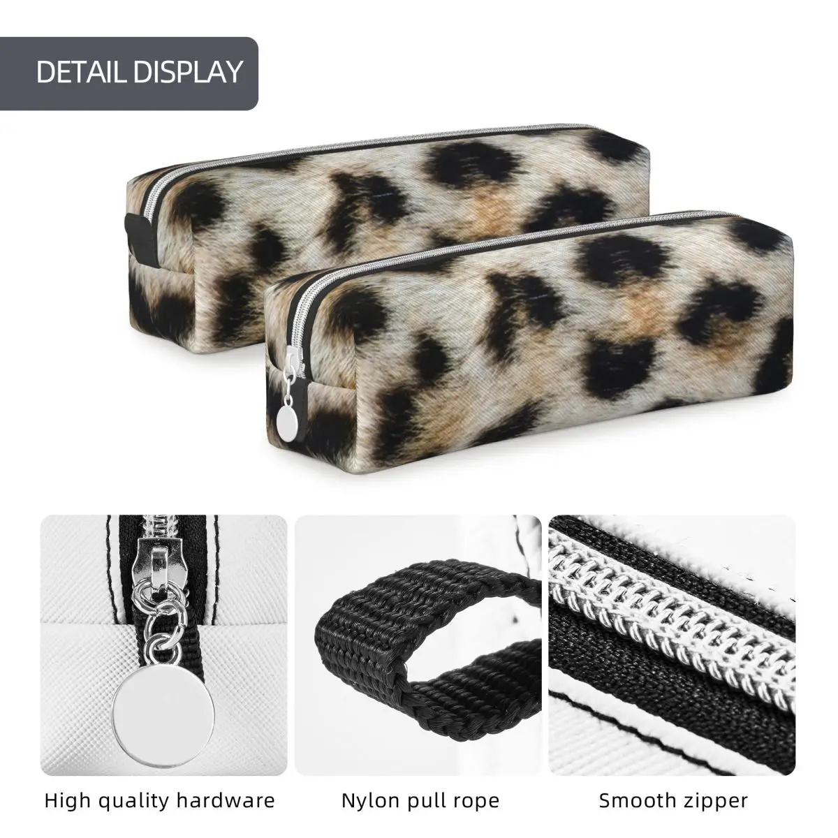 Leopard Animal Fur Printing Pencil Case Fashion Pen Box Bag Girl Boy Big Capacity School Supplies Gifts Pencil Pouch