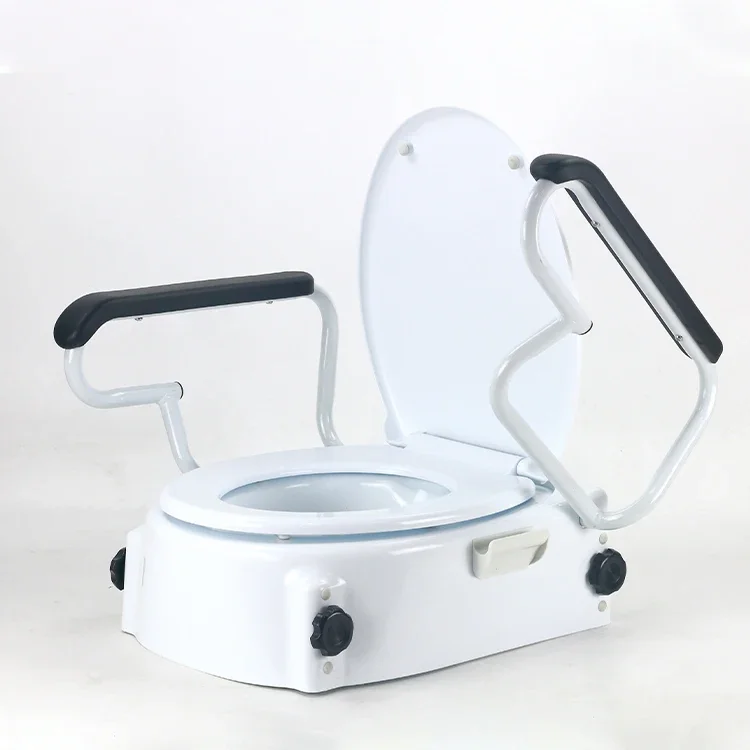 Durable Easily Self Assemble Height Adjustable Raised Toilet Seat With Armrest