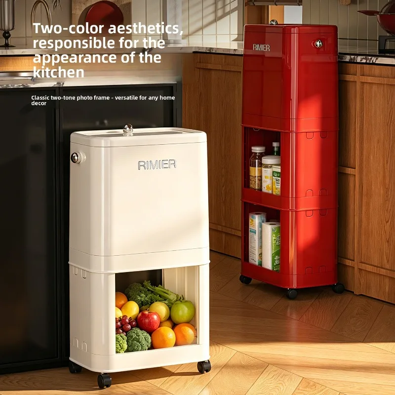 2026 New Model Kitchen Trash Can Large Capacity Wheeled Hands Free Waste Sorting Bin Kitchen Trash Can Dustbin Tall Trash Can