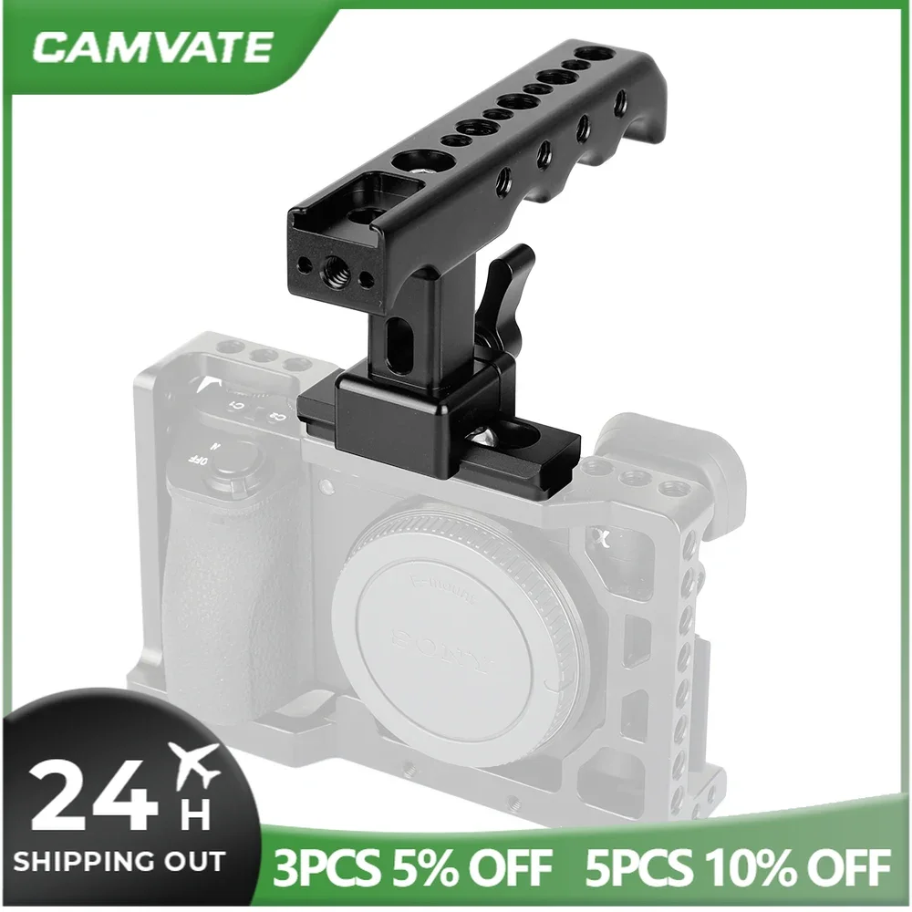 CAMVATE A Sgancio Rapido NATO Top Formaggio Maniglia Grip con Scarpa Freddo di Base e 60mm NATO di Sicurezza Ferroviario Per Il Digitale DSLR Cage Fotocamera Rig