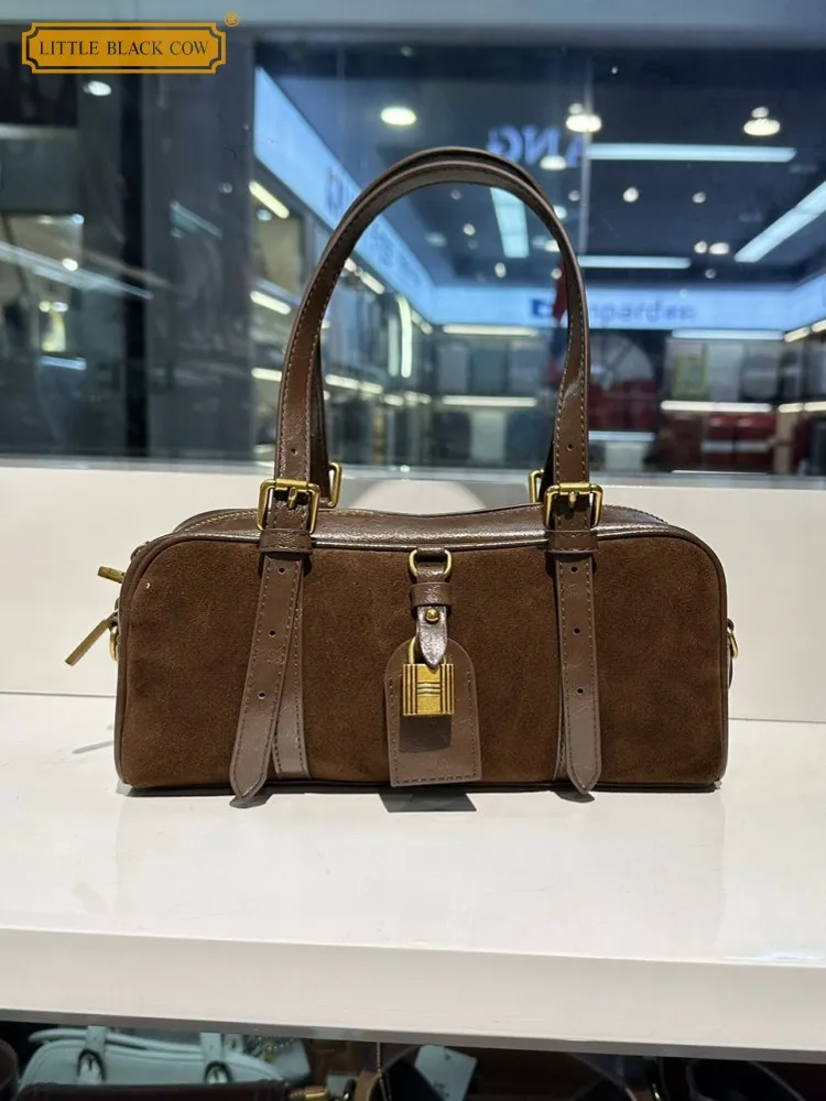 

Повседневная элегантная женская универсальная замшевая сумка через плечо на одно плечо под мышками в стиле пэчворк из искусственной кожи, модельерская женская сумка-тоут