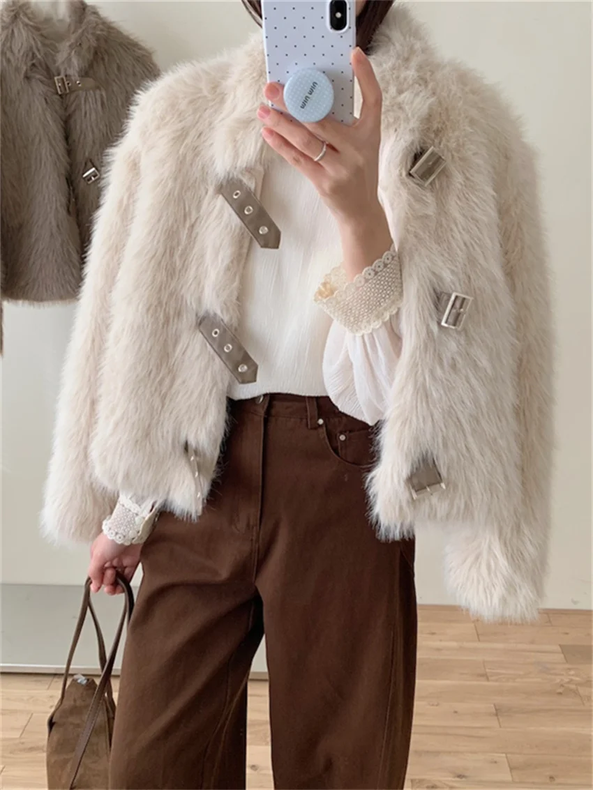 Alien Kitty Faux Fur Jackets Elegant Women Soft Streetwear Winter OL New 2025 Slim Warm Office Lady Gentle All Match Coats