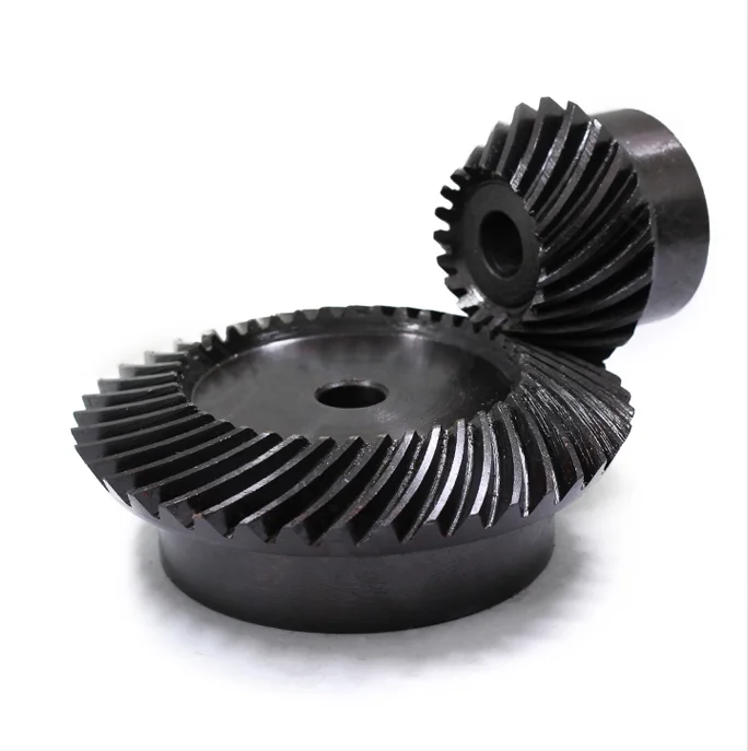 1 Pair of 45 Steel Helical Bevel Gears 2M20 Tooth Hole 10/12/14/15/16/17/18/19/20 Surface High Frequency Quenching With Keyway