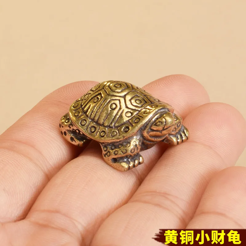 Brass Turtle Plaything Handicraft Equipment Desktop Tea Ornaments Small Bronze Ware Scenic Spot Temple Fair Stall Exhi