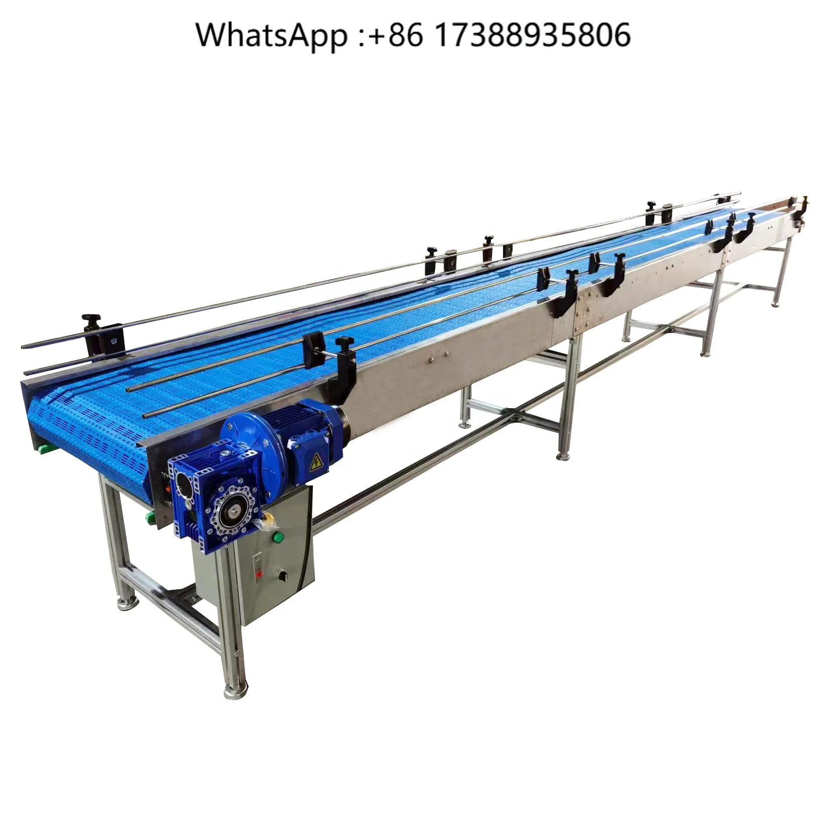Low Cost Electric Plastic PP Module Chain Belt Conveyor Price Stainless Steel Frame Industrial Use Food Processing Bottle Cans