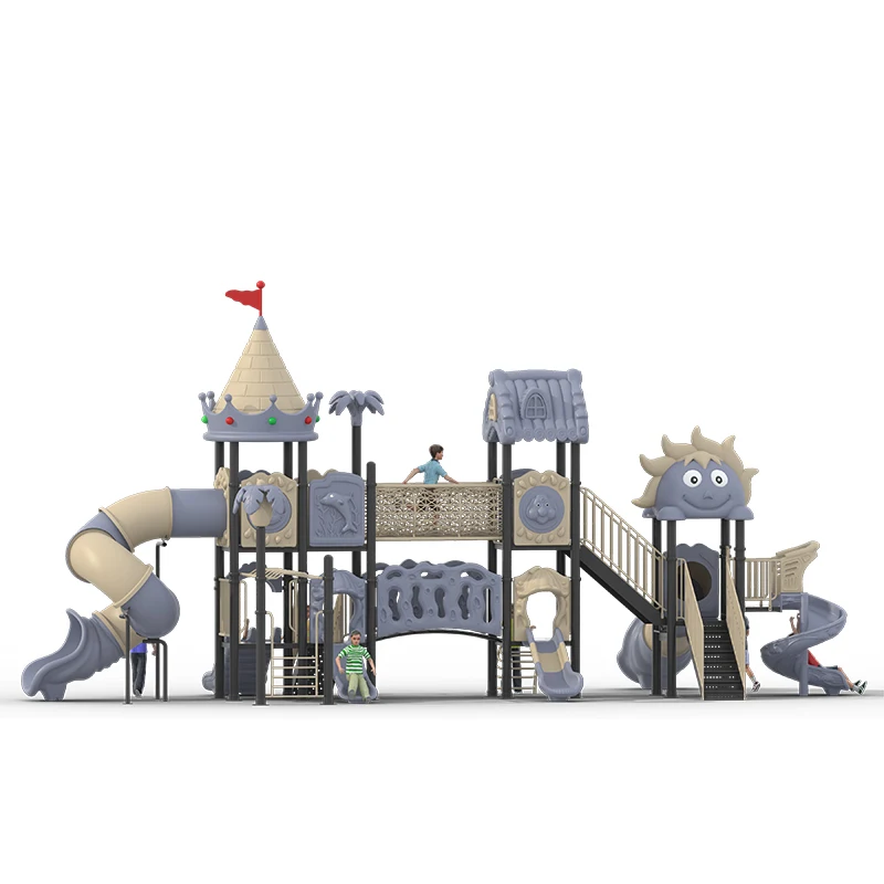 EO-Outdoor Commercial Play Set With Swing Roomy Upper Deck With Colorful Canopy for Shade and Relaxing&